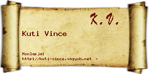 Kuti Vince névjegykártya